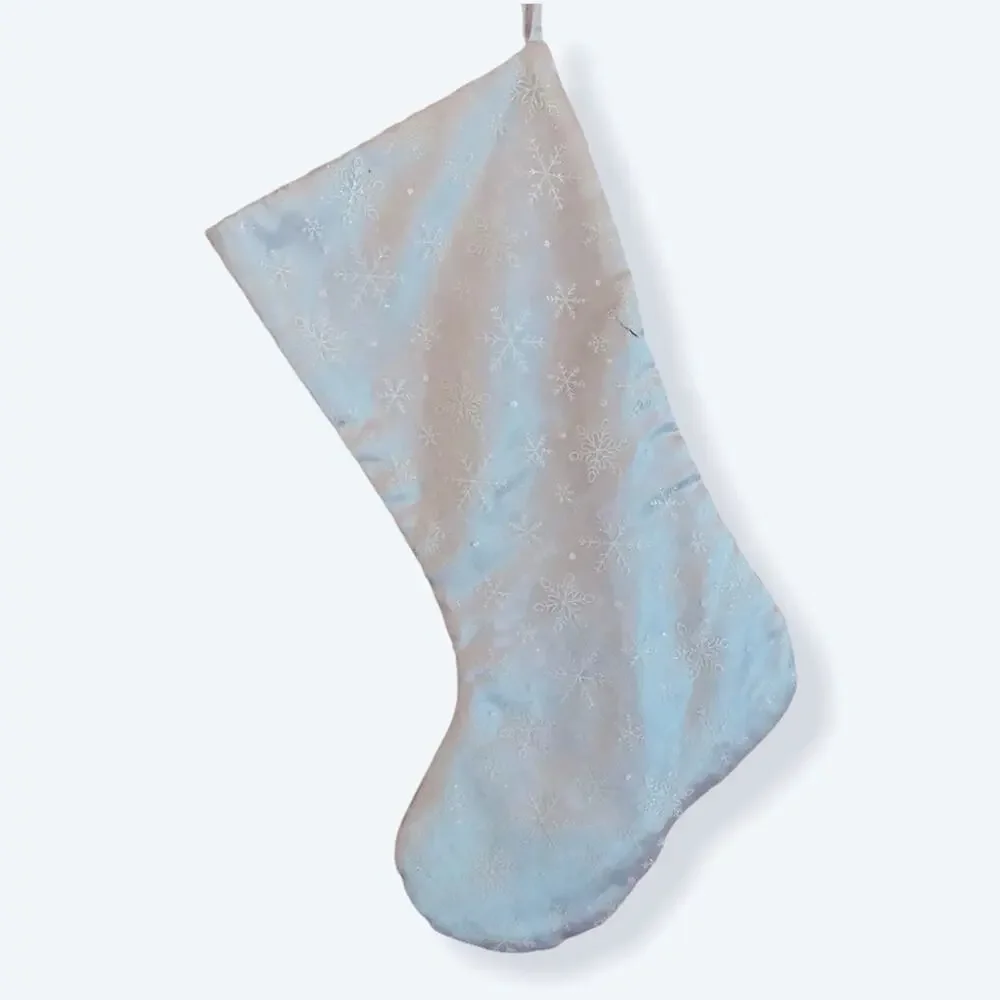 Bloomingdales Xmas Stocking Silver White Snowflake